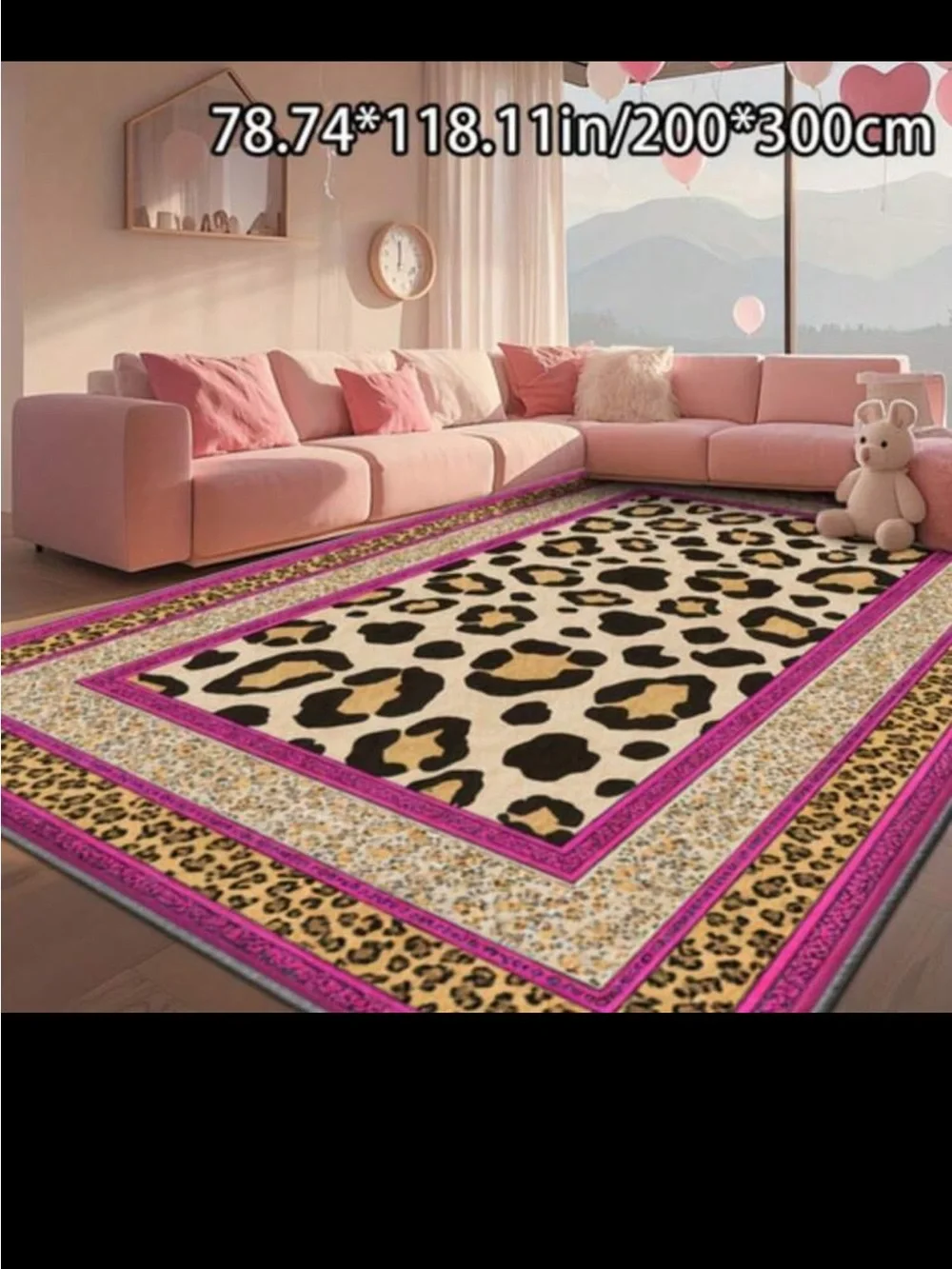 Pink Leopard Print Area Rug